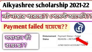 Aikyashree scholarship 2021-22 payment failed problem. no such account