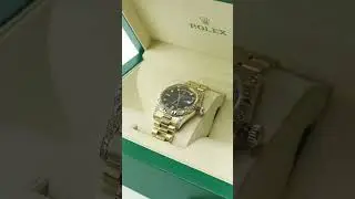 1998 Rolex DayDate 36mm Yellow Gold Blue Dial Diamond Dot Diamond Bezel Available at RR Jewellers