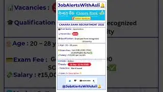🔥 Canara Bank Apprentice Recruitment 2025 | 3500 Vacancies | ₹15,000 Salary | Apply Now! #Ep112