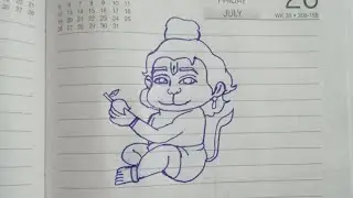 Cute Hanuman Ji drawing with mango