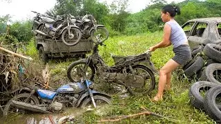 Flood Destroyed Yamaha 115cc Motorbike Gets Full Engine Repair and Revival by Genius Girl
