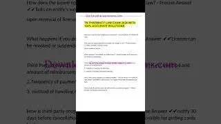 TN PHARMACY LAW EXAM 2024 WITH 100% ACCURATE SOLUTIONS