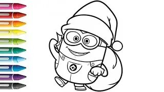 Cute Santa Minion Drawing, Painting And Coloring For Kids And Toddlers | Let's Draw Together