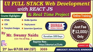 UI FULL STACK Web Development with REACT JS & Real Time Project Online Training @ DURGASOFT