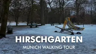 Winter Walk with Natural Sounds in Hirschgarten | 4K Munich Walking Tour