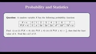 Probability Function of Discrete Random Variables | Solving for Constant 'a' and Finding CDF