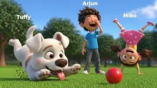 🐒🐶 Little Boy & His Funny Friends: Monkey Puppy Ball Game | Relaxing Poem for Kids