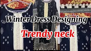 Winter Dress Designing ideas 💡 trendy neck and Daman design Cutting Stitching tutorial virel design 