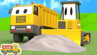Excavator Rescue! Saving a Kitten & Fixing the Broken Truck--Tractor, crane truck, and dump truck 🐱🚜