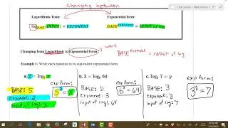 1314 Converting between Logarithmic form and Exponential form