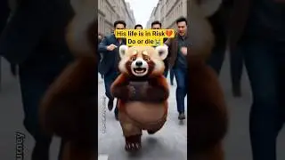 The Rusty poor Panda try to sell wood🪵,but his cat friend get injured😭🚑|#shorts