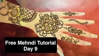Free Mehndi Classes Day 9 | Floral Mehndi design step by step #floralmehndi #flowermehndi 