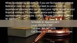 tax agency property seizure in Vancouver, WA - 253-820-2905 - Law Offices of Matthew W. Stanley