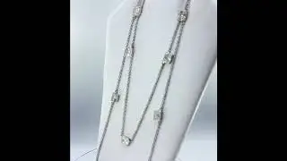 5.24 ct NATURAL 7 X DIAMOND by the yard necklace 14k white GOLD 22&rdquo;-30&rdquo;