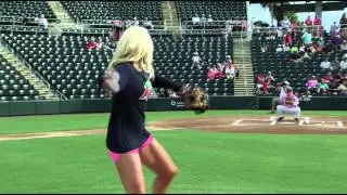 Chelsa Messinger Throws First Pitch at Miracle game.