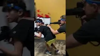 Laser tag pro tip. Find a kid to use as a human shield.