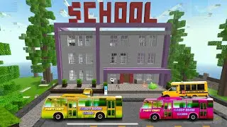 School bus picking the students in school party craft