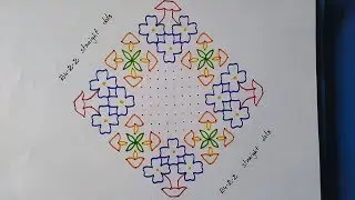 Sankranthi Flowers with Deepalu Rangoli 24-2-2 Straight dots || Flowers with Deepalu Muggulu 24dots