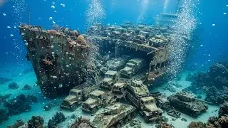 SUNKEN AMERICAN WWII CARGO SHIP WITH MILITARY VEHICLES INSIDE..