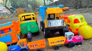 Colorful Construction Toy truck+auto+dumptruck parking video 
