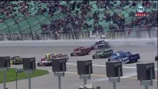 Miguel Paludo Gets into the Wall help from Buescher SFP 250 Kansas Trucks