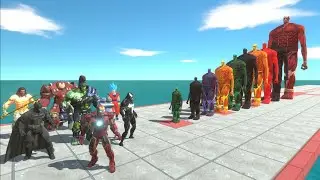 Superheroes Avengers & DC vs Colossal Titan Rainbow | Impossible Bridge Challenge ARBS