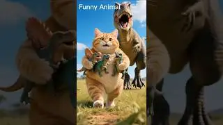 Cat and Dinosaur 😅 #cat #funny #funnycat