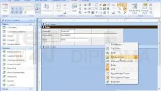 Show the page Header and page Footer of the open form. Save the form.