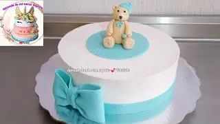 pastel  para baby shower o bautizo, torta de ositos