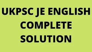 UKPSC JE ENGLISH PAPER SOLUTION