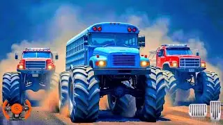 4X4 Monster Truck metal beast Bus Race in Hill Mode | Monster truck stunt |