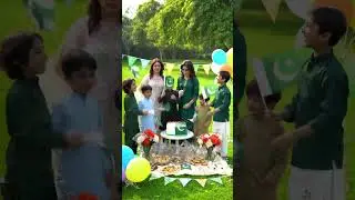 💚 Pakistan Family Celebration | 14 August Cake Cutting in Park 🇵🇰🎂 | #AzadiMubarak #Shorts