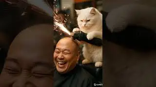 Professional haircuter cat made this man bald😲 #viralcats #catlovers #cathaircut #funnycats #cats