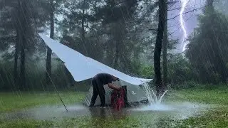 AMAZING RAIN‼️CAMPING ALONE IN HEAVY RAIN FOR A VERY LONG TIME ⛈️ RELAXING CAMPING IN HEAVY RAIN