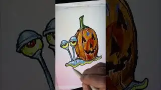How to draw Spongebob&rsquo;s Gary Pumkin 7 #art #drawing #ink #drawing  #spongebob #halloween #gary
