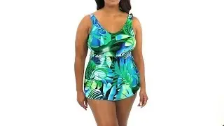 T.H.E. Animated Amazon Plus Size Classic Sarong Sheath Mastectomy One Piece | SwimOutlet.com