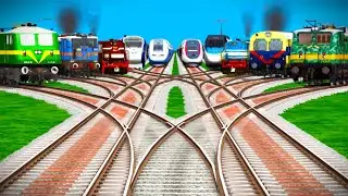 TEN TRAINS CROSSING BY CRAZY DIDMOND RAILROAD TRACKS ll train sim  Wap-4 Locomotives Cross 