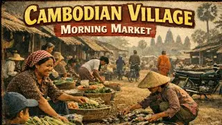 Inside a Cambodia Village Morning Market || Real Local Life at Sunrise 🇰🇭