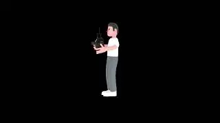 3D Cartoon Photographer Turntable | Focused Cameraman with Vintage Video Camera