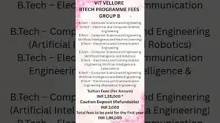 VIT Vellore BTech Programme Fees Group B Session 2026 #btech2026 #btech #vit #vituniversity #viteee