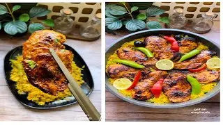 صدور مشويه متبله مع الخضار والارز في صينيه واحده وحلوه حلاوه👌 #طبخ  #food  #صدور_الدجاج المشويه 