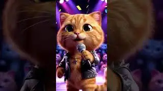 Rockstar Kitty Live in Concert! 🎤🐱 #aianimation #cute #animationshorts #Shorts #CatConcert #cutecats
