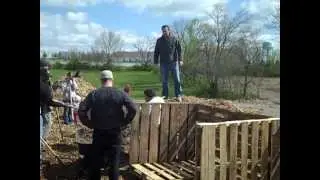 Compost bins are constructed from heat treated palettes at Asbury Seminary Garden