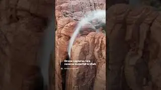 Drone captures rare reverse waterfall in Utah | ABC News