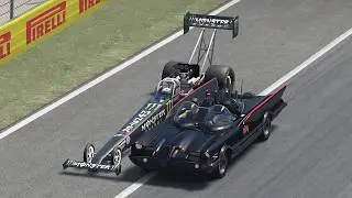 The FASTEST Racing on Earth - Classic Batmobile vs NHRA Top Fuel Dragster at Monza