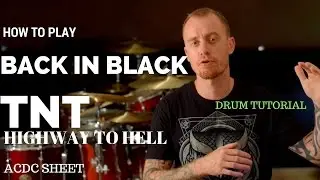 3 ACDC songs in 1 Back In Black, Highway To Hell & TNT ACDC Sheet Video Drum Lesson Sample