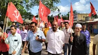 CPI(M)members protest and submitted a deputation against the BJP attack CPI(M) office at Kamalpur