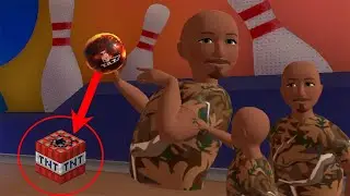 2 идиота играют в боулинг в виртуальной реальности