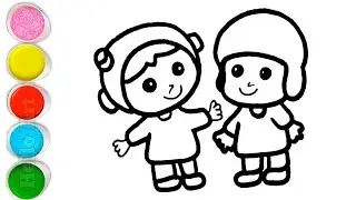 Cute Nine Playing With Pocoyo Drawing, Painting and Coloring For Kids and Toddlers_ Child Art