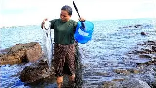 survival in the rainforest - find big fish at the sea - eating delicious